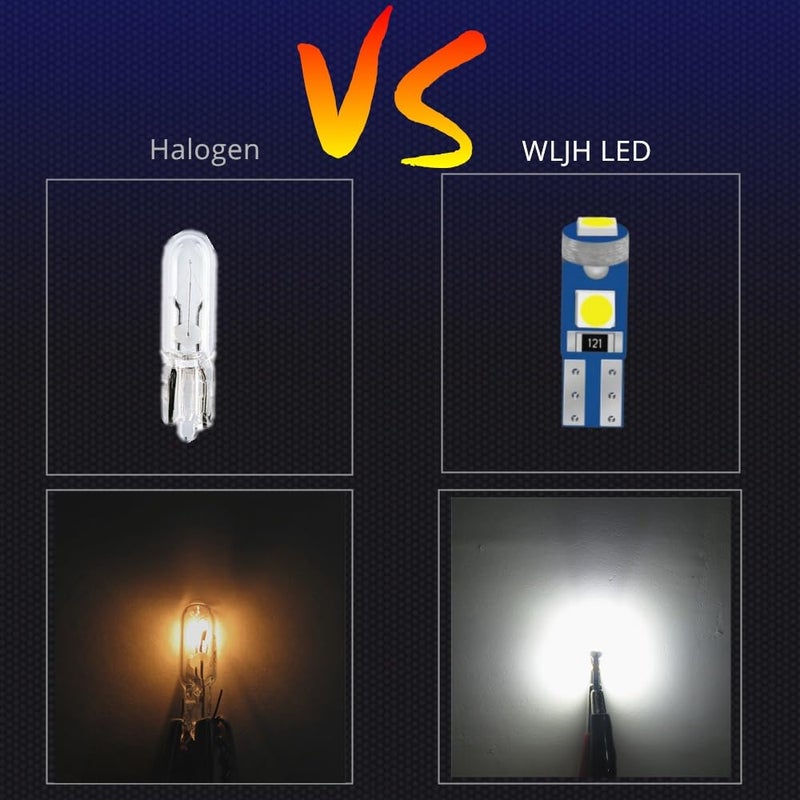 WLJH مصابيح WLJH 6x T5 LED ويدج خالية من أخطاء Canbus 74 73 17 ساطعة للغاية بيضاء 3030 شريحة لسيارات عدادات لوحة القيادة ومؤشرات لوحة الأدوات - Image 3